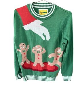 Tipsy Elves Christmas Sweater Unisex Scared Gingerbread Men Size S